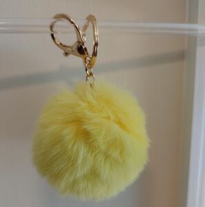 Yellow Faux Fur Pom Pom Key Holder/Bag Charm